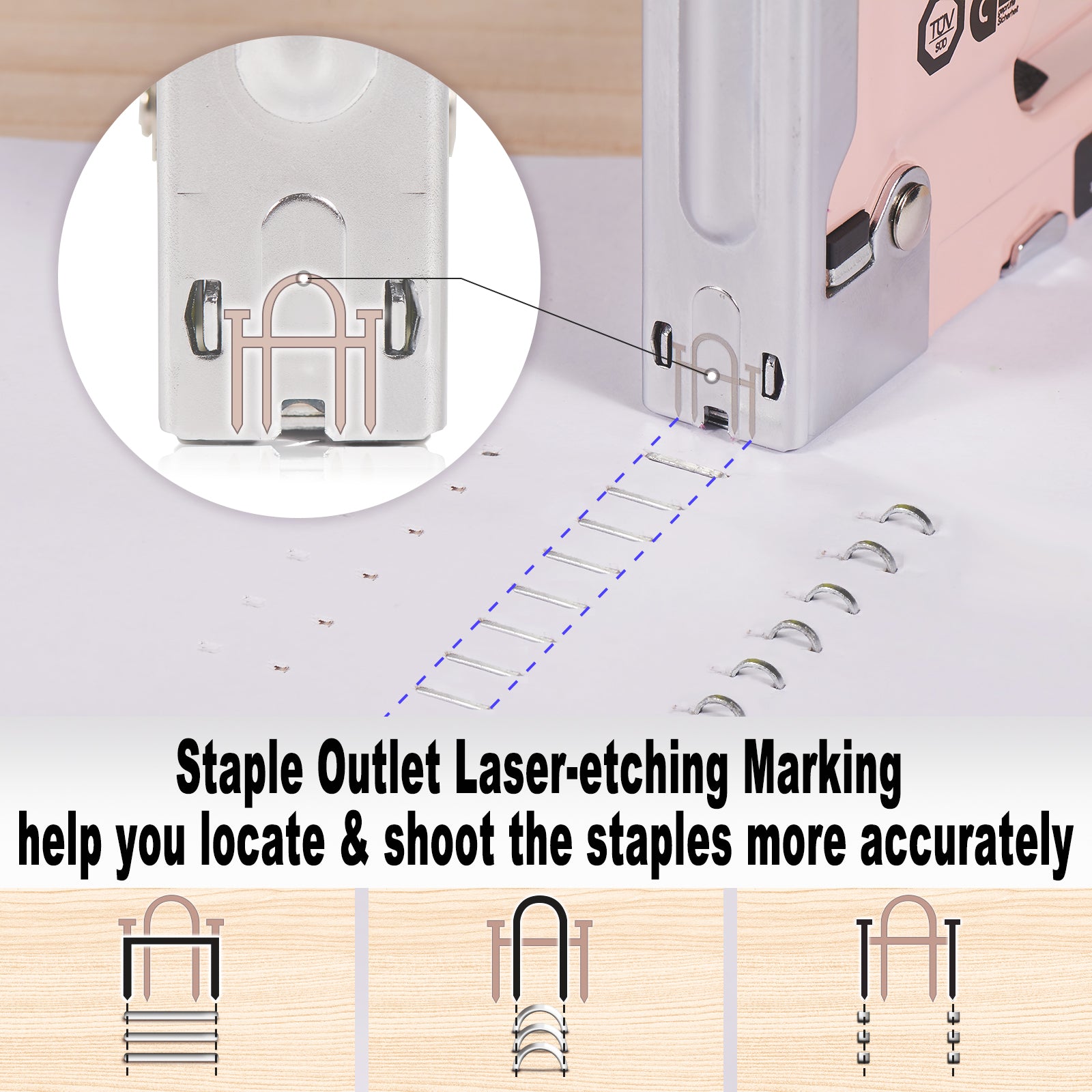 SHALL Staple Gun Heavy Duty, 3-in-1 Upholstery Staple Gun Kit with 3000 Staples, Stapler Remover, Manual Brad Nailer with Specific Staples Outlet Position Indicator