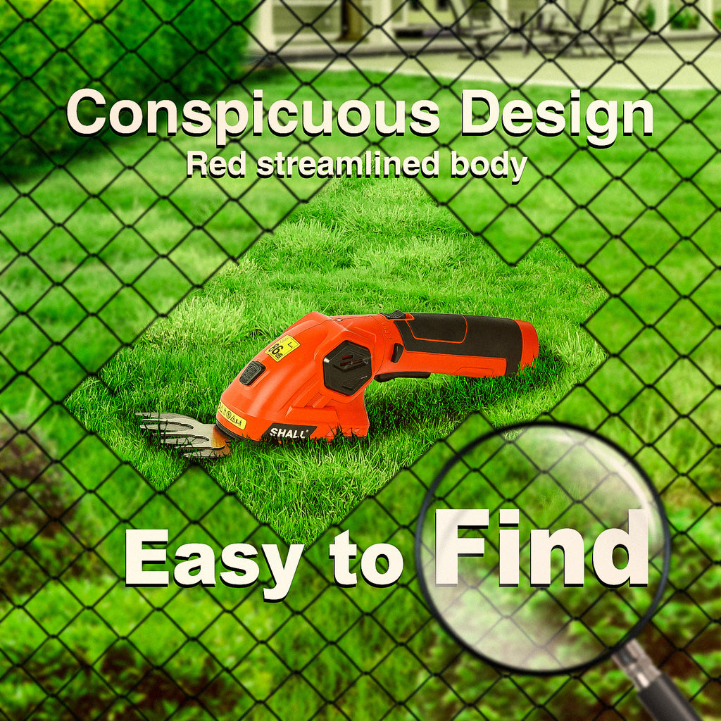 SHALL Hedge Trimmer Cordless & Garden Shears - 7.2V Electric Shrub Trimmer 2 in 1 Garden Clippers Handheld Hedge Trimmers, Hedge Clippers Grass Cutter W/ Pruning Scissor