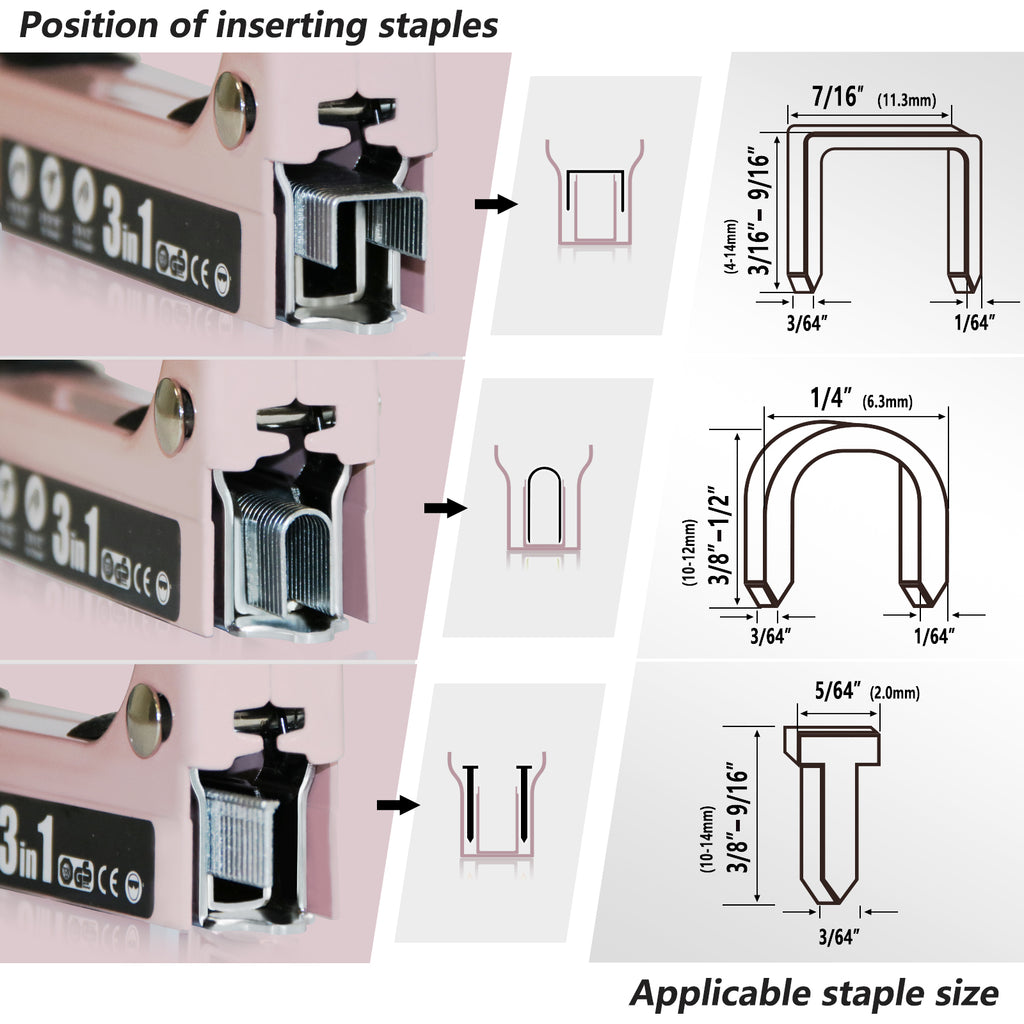 SHALL Staple Gun Heavy Duty, 3-in-1 Upholstery Staple Gun Kit with 3000 Staples, Stapler Remover, Manual Brad Nailer with Specific Staples Outlet Position Indicator