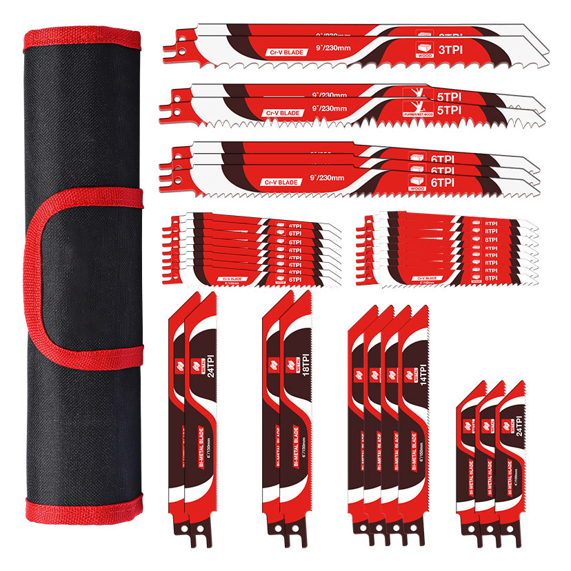 SHALL 34-Piece Reciprocating Saw Blades Set for Wood & Metal