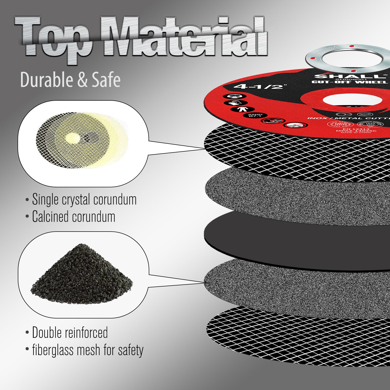 SHALL 50-Pack Cut Off Wheels 4 1/2 x 7/8 Inch, Cutting Wheel with Pouch for Angle Grinder, 4.5” Metal & Stainless Steel Fast Cutting Disc, Grinder Wheel for General Purpose Metal Cutting
