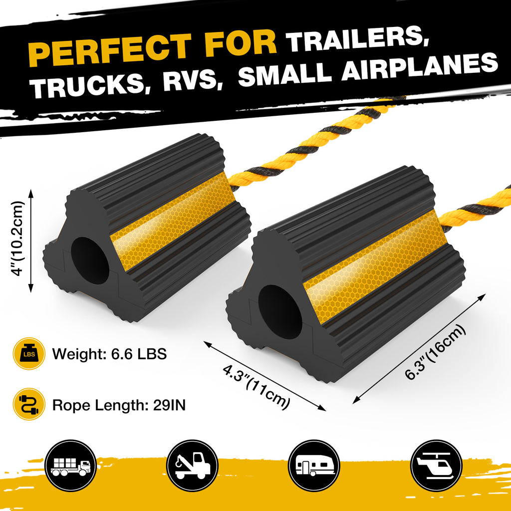 SHALL Wheel Chocks [2pair/4pack with Rope]