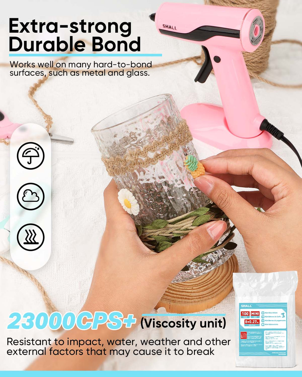 SHALL Mini Hot Glue Sticks, 0.27” Diameter x 4” Long, 220 Pack Clear Hot Melt Glue Gun Sticks