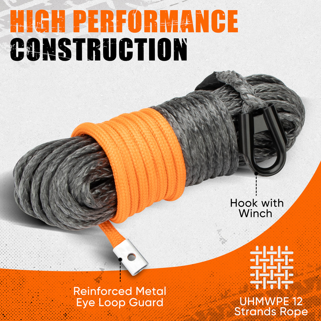 1/4 Inch x 50 Feet Synthetic Winch Rope 10,000LBS