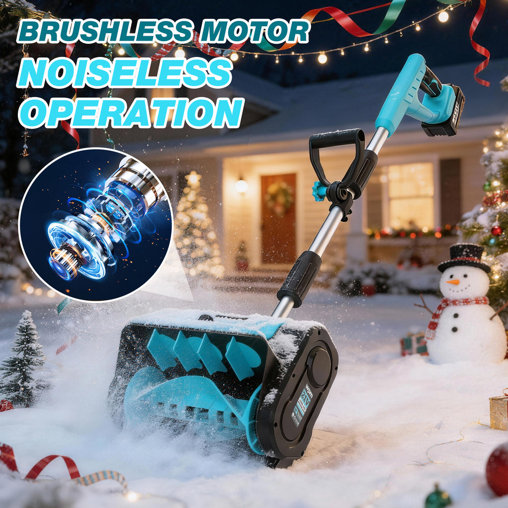 SHALL 21V Brushless Cordless Snow Shovel, 12" Cordless Snow Blower, 4AH Battery Powered Electric Snow Removal with Deflector & Dust Cover, 26FT Throw Distance for Driveway,Steps, Patio, Sidewalk