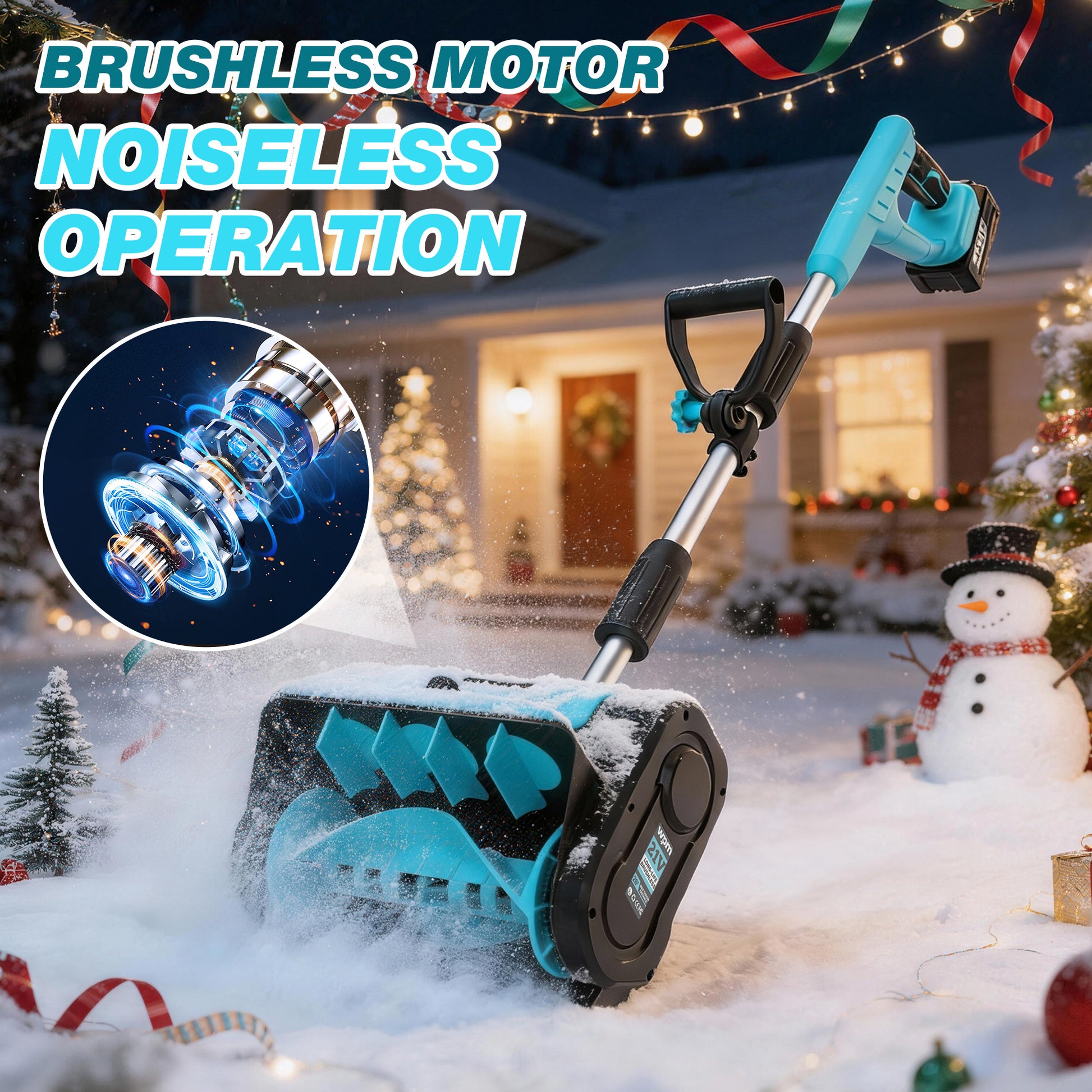 SHALL 21V Brushless Cordless Snow Shovel, 12" Cordless Snow Blower, 4AH Battery Powered Electric Snow Removal with Deflector & Dust Cover, 26FT Throw Distance for Driveway,Steps, Patio, Sidewalk