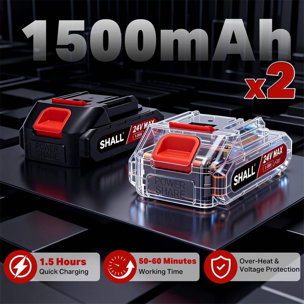 SHALL Mini Chainsaw Cordless 6 Inch & 4 Inch, 24V Portable Electric Chainsaw, Handheld ChainSaw 2 Batteries 4 Chains for Tree Branches,Courtyard,Household and Garden