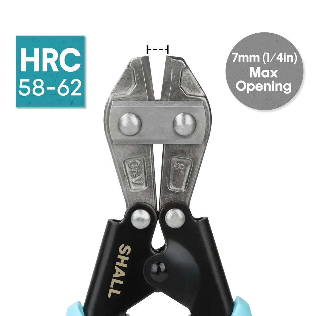 SHALL Mini Bolt Cutter, 210mm/8-inch Heavy Duty Wire Cutter, Two-Color Ergonomic Handle, Security Lock, More Efficient Leverage & Adjustable Opening, Belt Bag Included