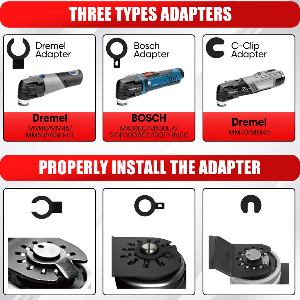 SHALL 102PCS Multitool Blades, Oscillating Multi Tool Accessories kits, HCS & Bi-Metal Blades, Sanding Pad, Sandpaper, Scraper, Carbide Grit Rasp, Dremel/Bosch/C-Clip Adapter, Storage Case Included