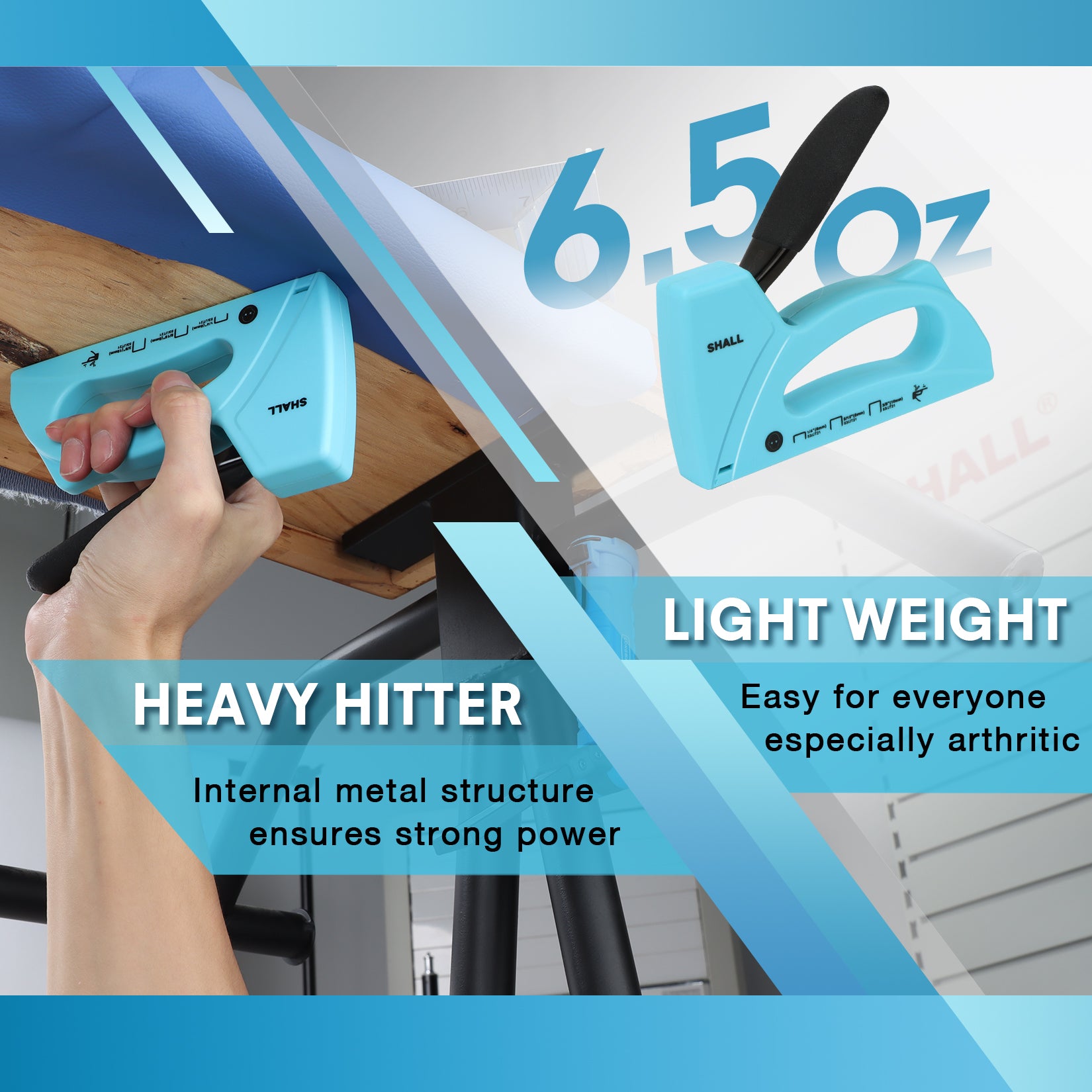 SHALL Light Duty Staple Gun for Wood - Upholstery Staple Gun with 1600pcs JT21 Staples 1/4, 5/16, 3/8 inch and Staple Remover - Fabric Stapler Gun for Crafts, DIY, Decoration