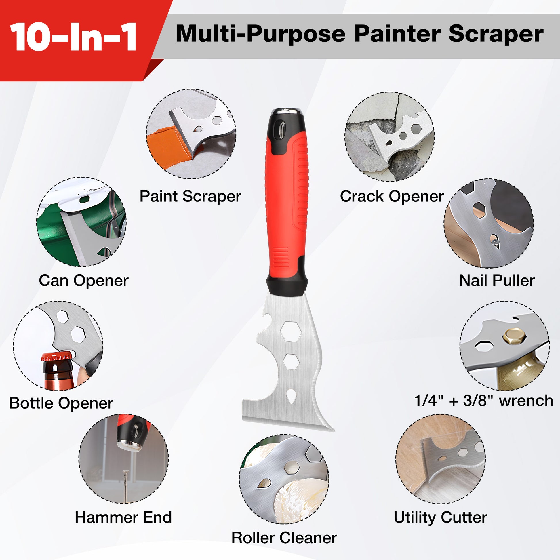 WPM Drywall Tool Kit, 7 Pcs Stainless Steel Set Includes Putty Knife, Taping Knife, Painter Scraper Tool & 12" Mud Pan for Joint Taping, Finishing, Patching