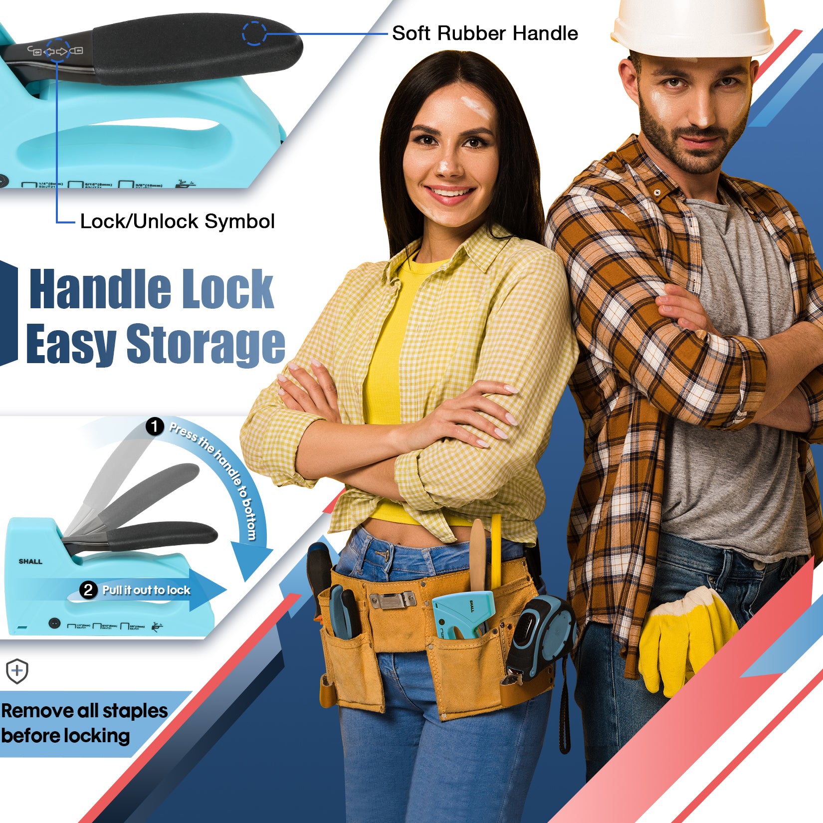 SHALL Light Duty Staple Gun for Wood - Upholstery Staple Gun with 1600pcs JT21 Staples 1/4, 5/16, 3/8 inch and Staple Remover - Fabric Stapler Gun for Crafts, DIY, Decoration