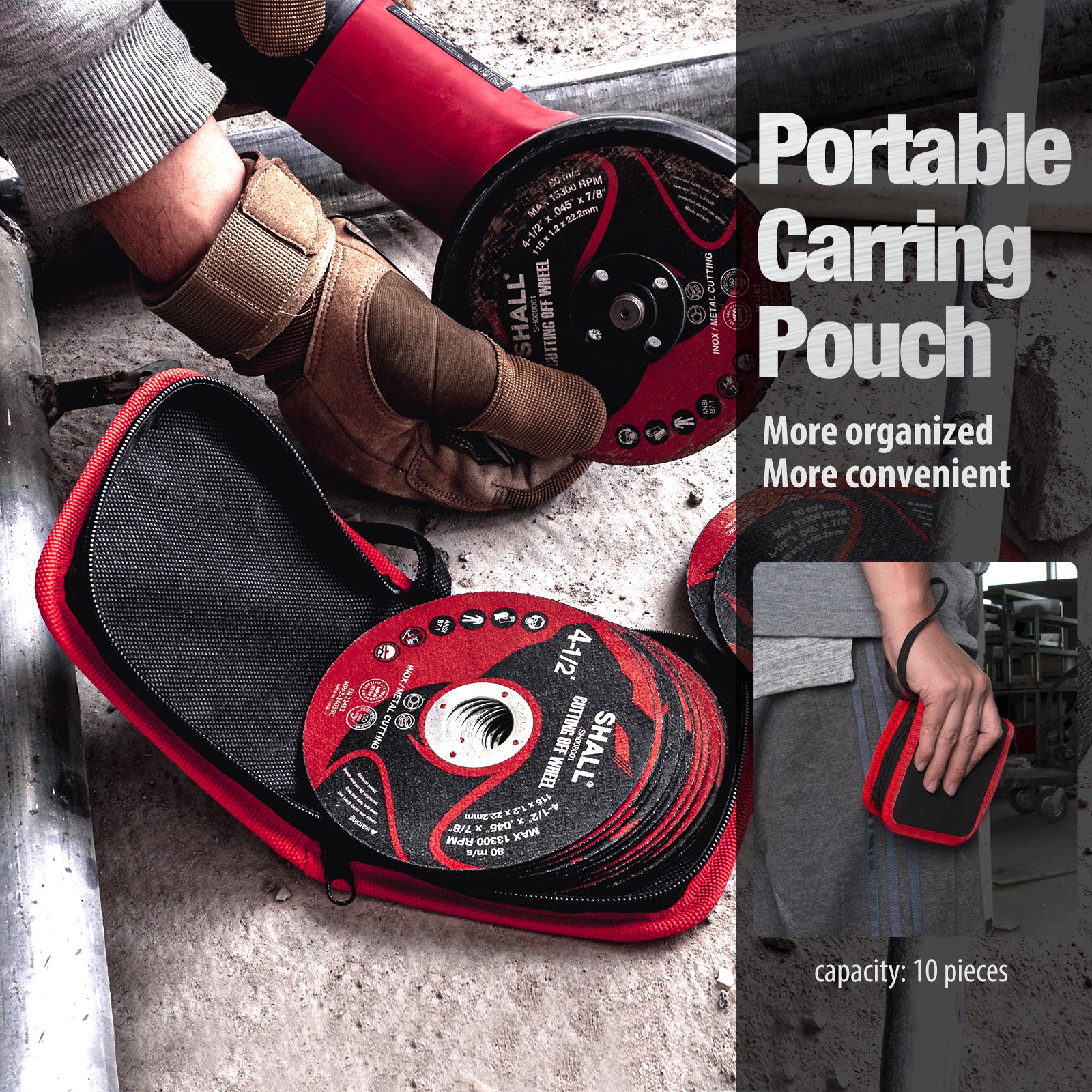 SHALL 50-Pack Cut Off Wheels 4 1/2 x 7/8 Inch, Cutting Wheel with Pouch for Angle Grinder, 4.5” Metal & Stainless Steel Fast Cutting Disc, Grinder Wheel for General Purpose Metal Cutting