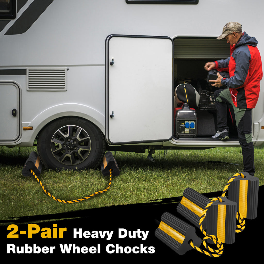 SHALL Wheel Chocks [2pair/4pack with Rope]