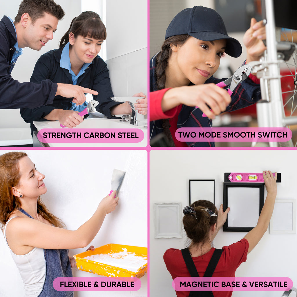 SHALL Pink Tool Set for Women, 166pcs Home Tool Kit with 12" Large Tool Bag Organizer