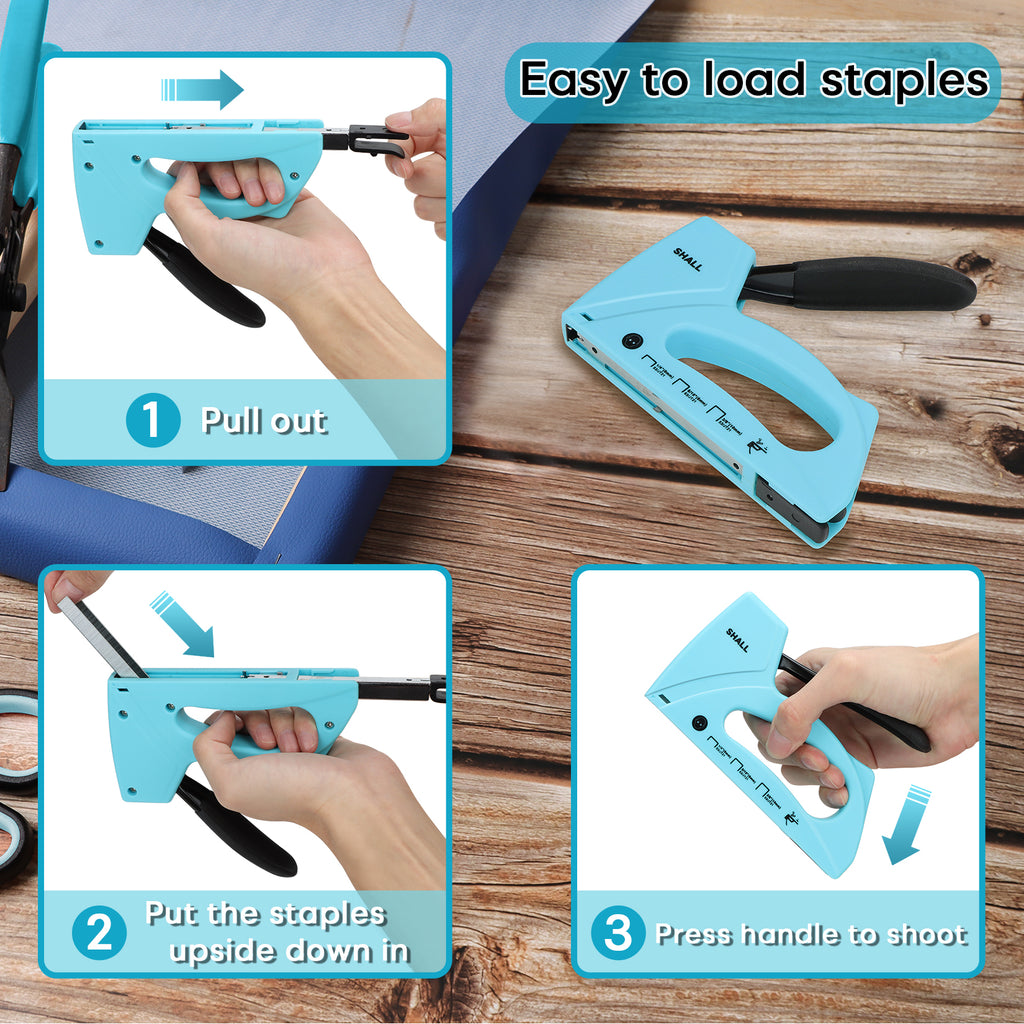 SHALL Light Duty Staple Gun for Wood - Upholstery Staple Gun with 1600pcs JT21 Staples 1/4, 5/16, 3/8 inch and Staple Remover - Fabric Stapler Gun for Crafts, DIY, Decoration