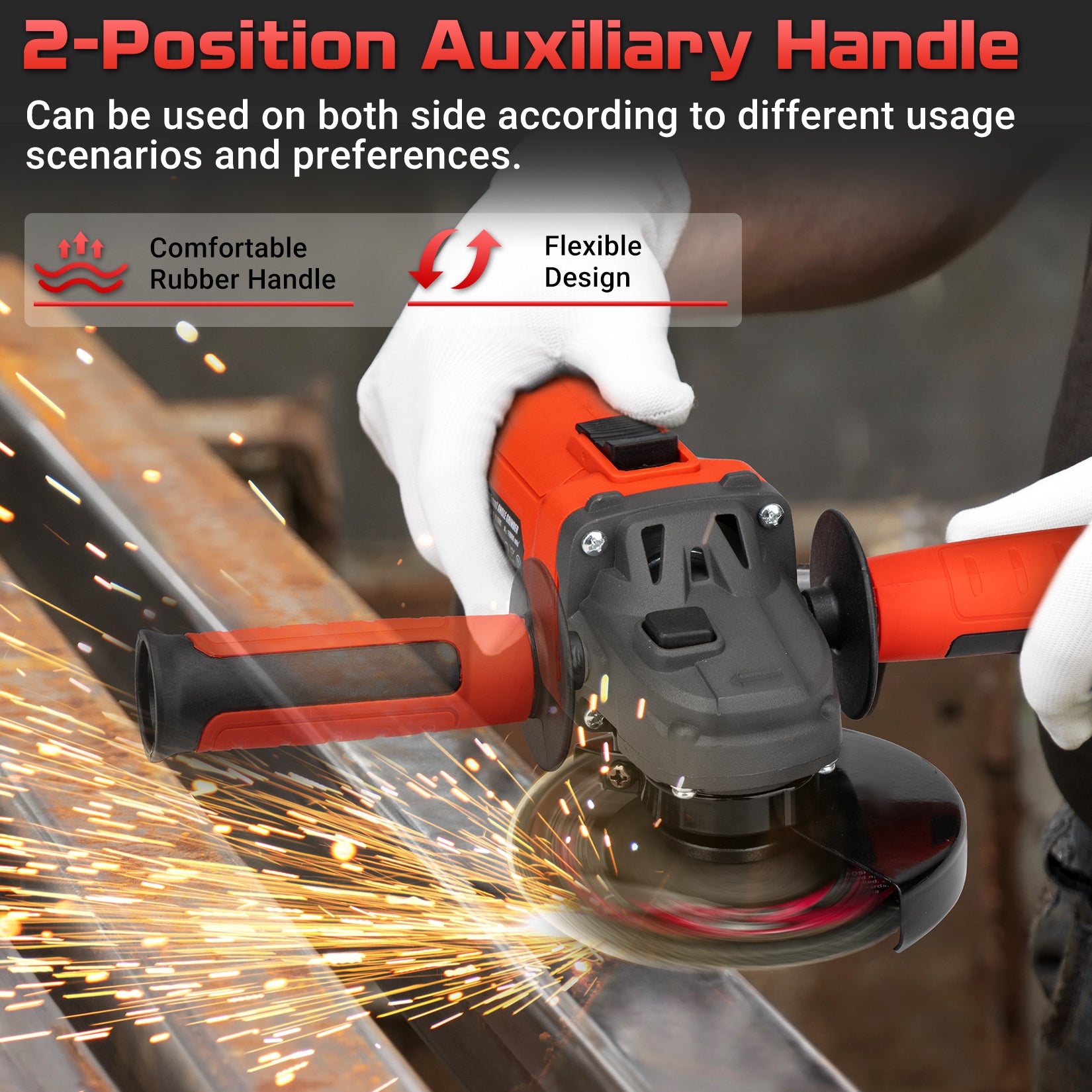 SHALL 4-1/2 Inch 11000 RPM Angle Grinder 4Amp with 2 Guards, 3 Cutting Discs, 3 Grinding Wheel, Non-Slip Handle, Wrench and Carbon Brush for Metal and Wood