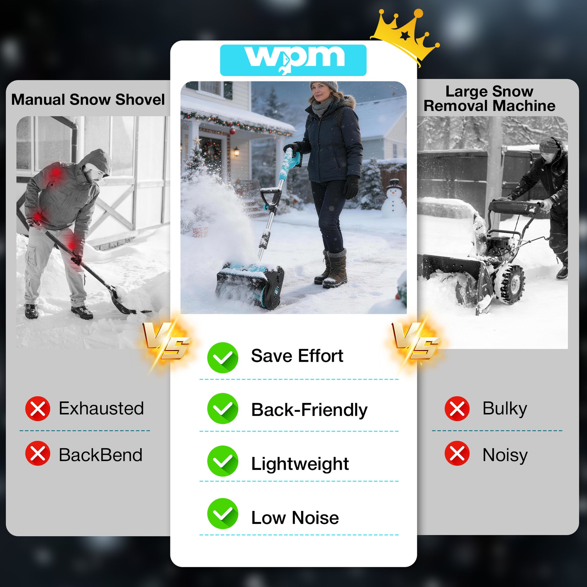 SHALL 21V Brushless Cordless Snow Shovel, 12" Cordless Snow Blower, 4AH Battery Powered Electric Snow Removal with Deflector & Dust Cover, 26FT Throw Distance for Driveway,Steps, Patio, Sidewalk