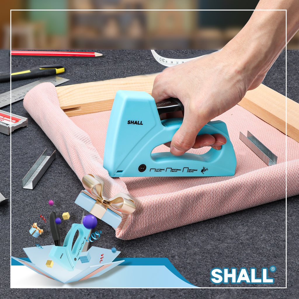 SHALL Light Duty Staple Gun for Wood - Upholstery Staple Gun with 1600pcs JT21 Staples 1/4, 5/16, 3/8 inch and Staple Remover - Fabric Stapler Gun for Crafts, DIY, Decoration