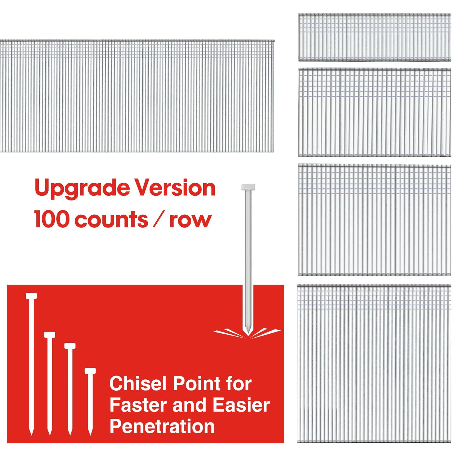 SHALL 18 Gauge Brad Nails, 2”, 1-1/4”, 1”, 5/8 Inch, 4000-Count Galvanized Brad Nails Assorted, 18GA Nail Gun Nails and Small Finishing Nails Assortment for Pneumatic, Electric Brad Nailer Gun