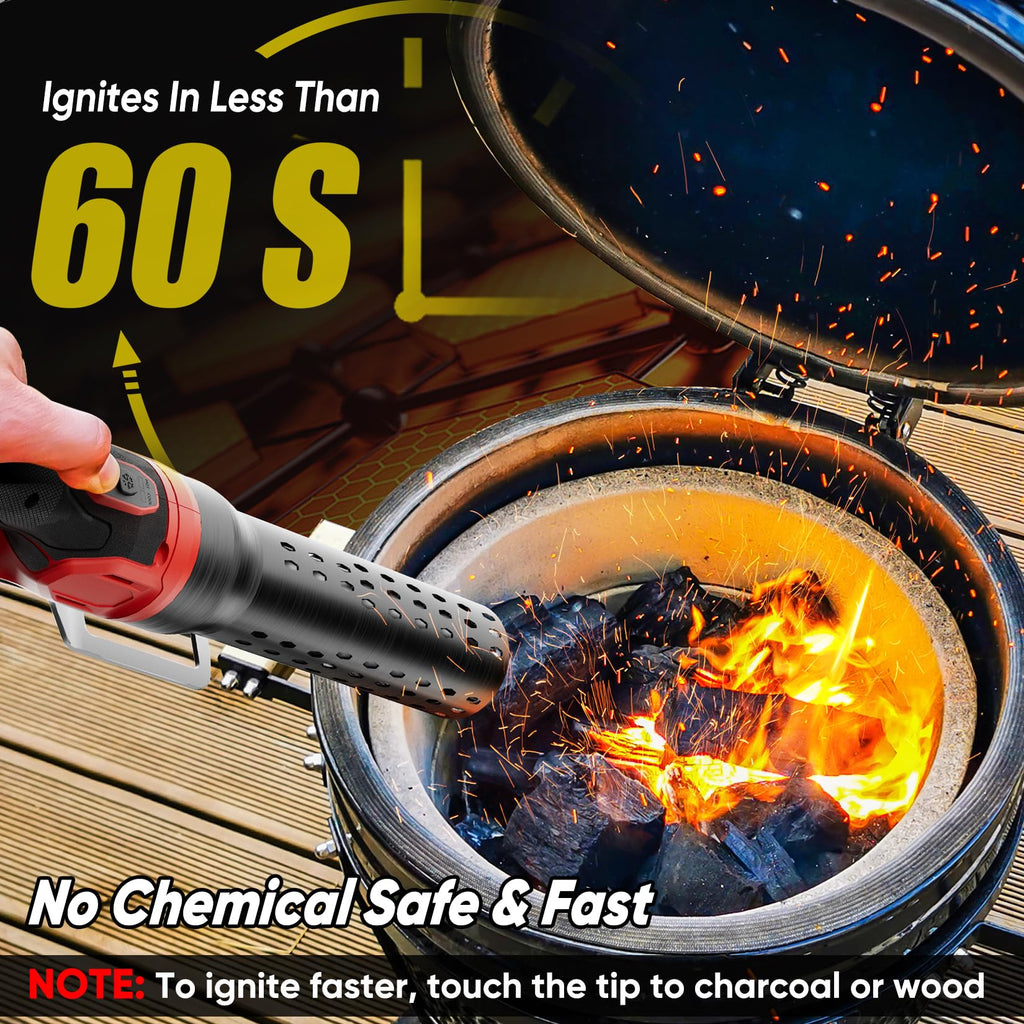 SHALL Electric Charcoal Starter Fire Lighter with Air Blower, 60S Rises to 1100℉ Chemical Free Heated for BBQ Smoker, Grill Starter, Wood Burning Fireplaces & Fire Pits | 4ft Cable