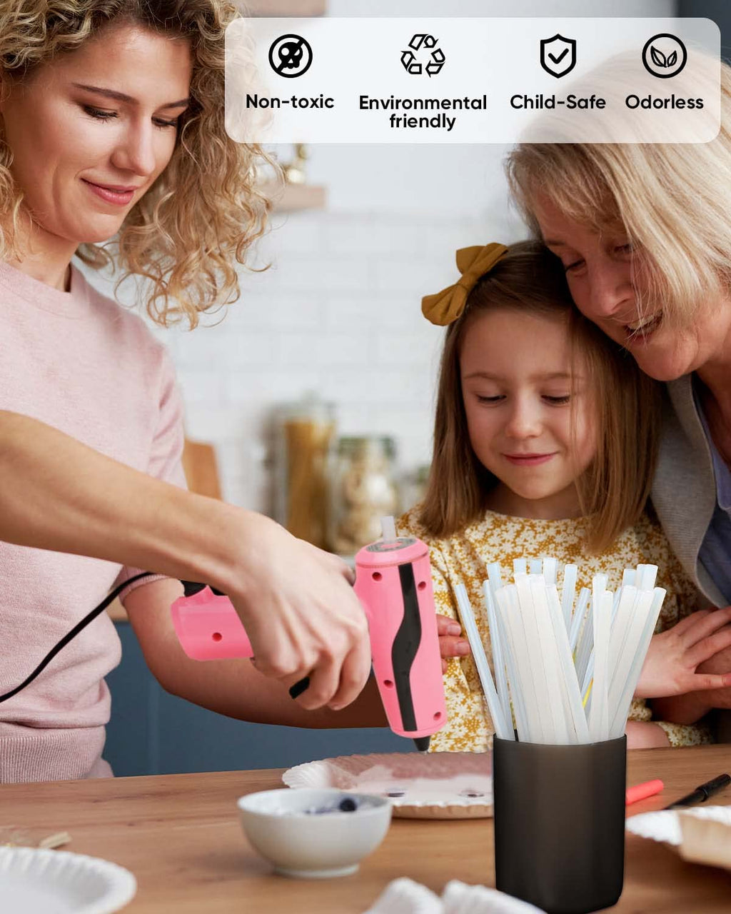 SHALL Mini Hot Glue Sticks, 0.27” Dia x 8” Long, 100-pack Clear Hot Melt Glue Gun Sticks for All-temp Mini Glue Guns, Multipurpose for Kids Adults DIY Art Craft Sealing Repairing Festival Decoration